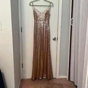 Beautiful Rose gold floor length dress for wedding or formal